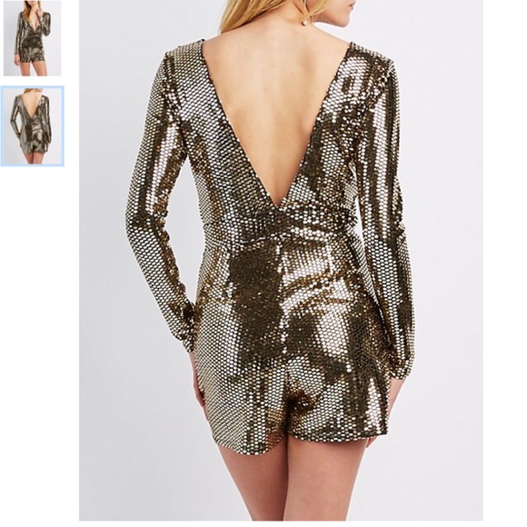 🎉HP Mirrored Sequin V-Neck Romper LARGE - Picture 2 of 6